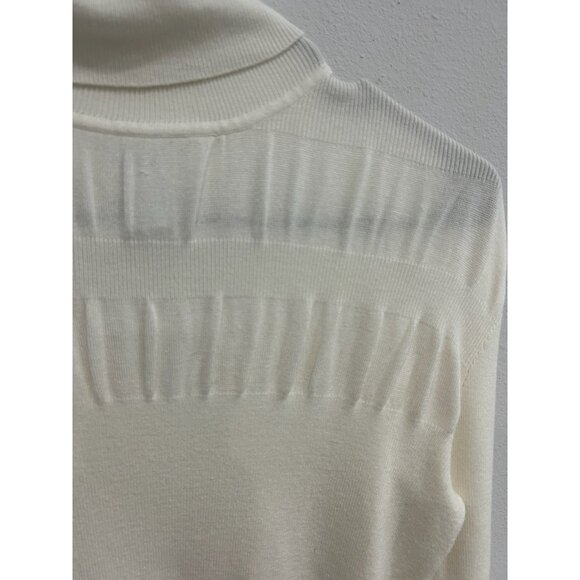Vintage Cache Turtleneck Pullover Sweater White Size Large Rayon Knit Cozy - Picture 4 of 9